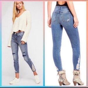 FREE PEOPLE ABOUT A GIRL HIGH RISE DISTRESS JEANS